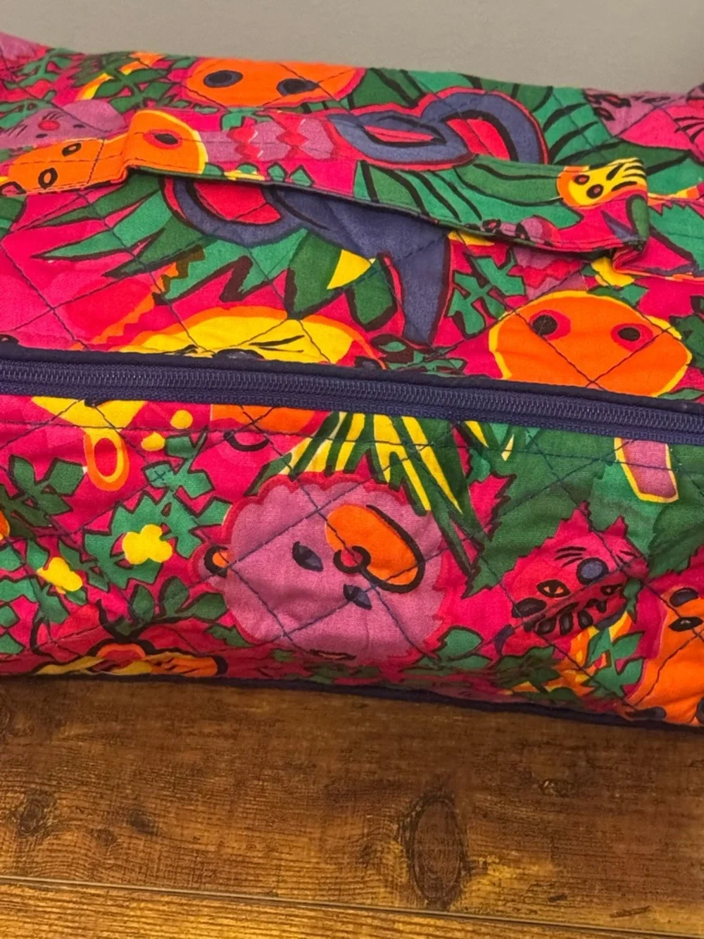 NaRaYa Quilted Travel Cosmetic‎ Bag Elephant Giraffe Jungle Makeup Case